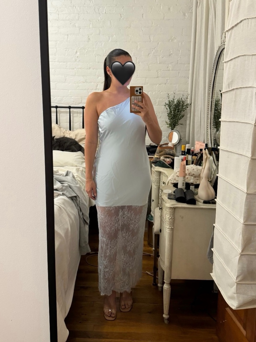 Shona Joy Labyrinth Lace One Shoulder Cowl Maxi Dress - Pale Blue | 8 - Picture 5 of 6
